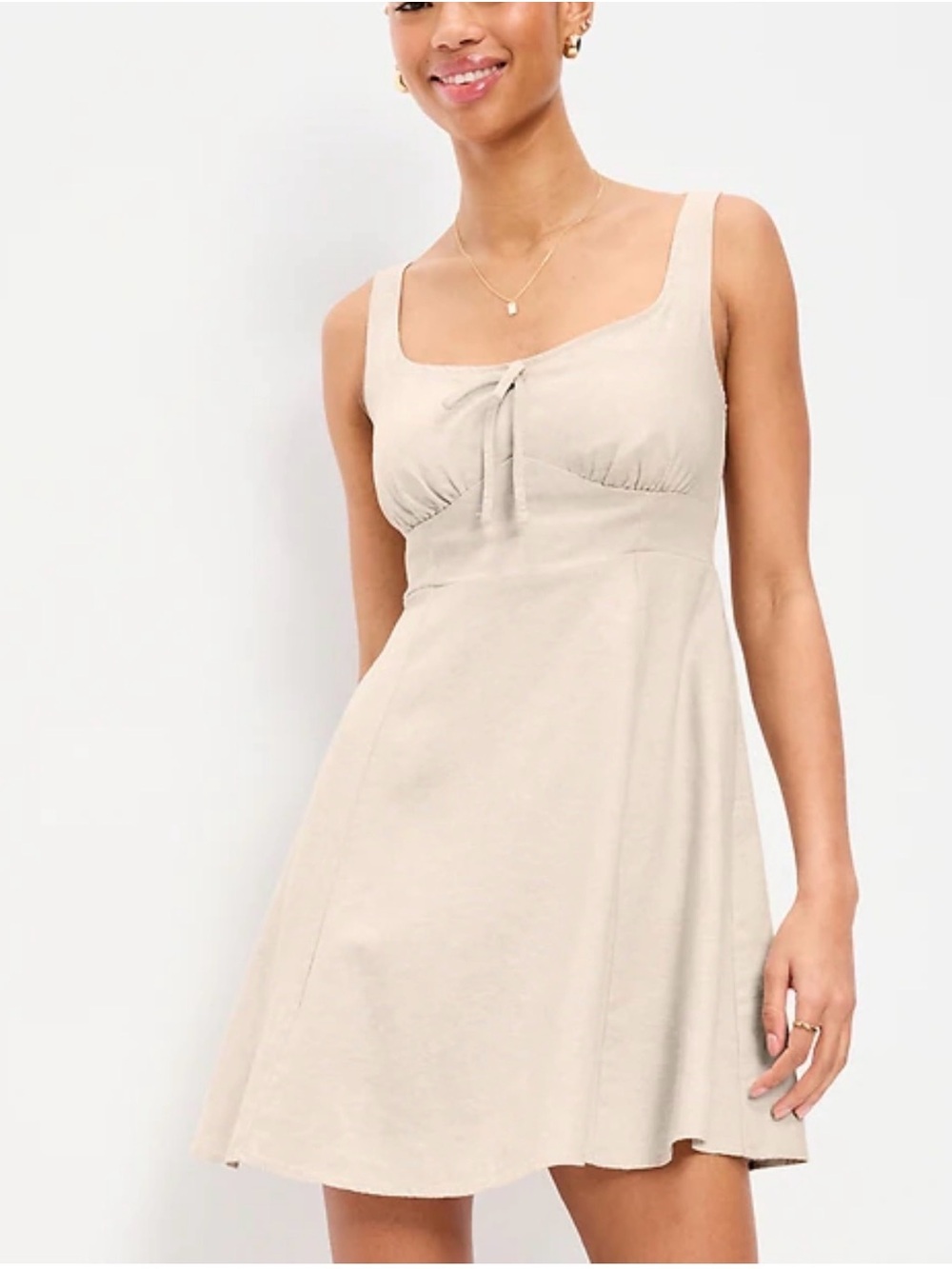 Old navy linen Women's Cream Square-Neck Knit Slip Dress